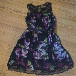 Eliza J Purple and Pink Halter A-Line Cocktail Dress